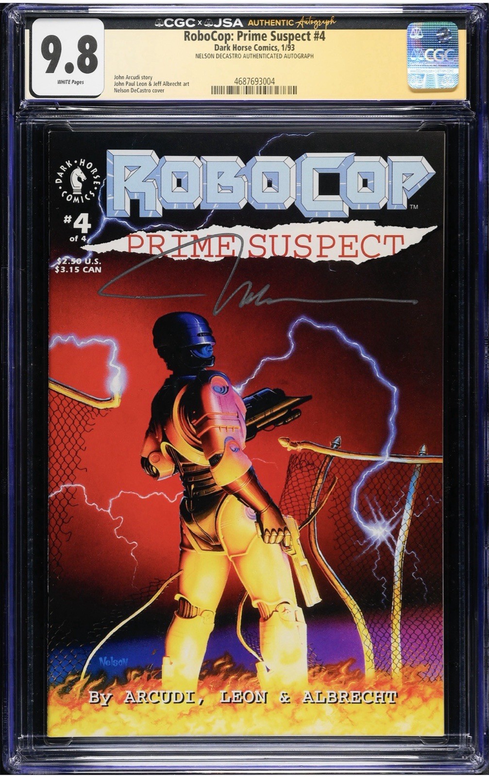 RoboCop: Prime Suspect 4 CGC 9.8 Signed By DeCastro (Dark Horse Comics 1993)