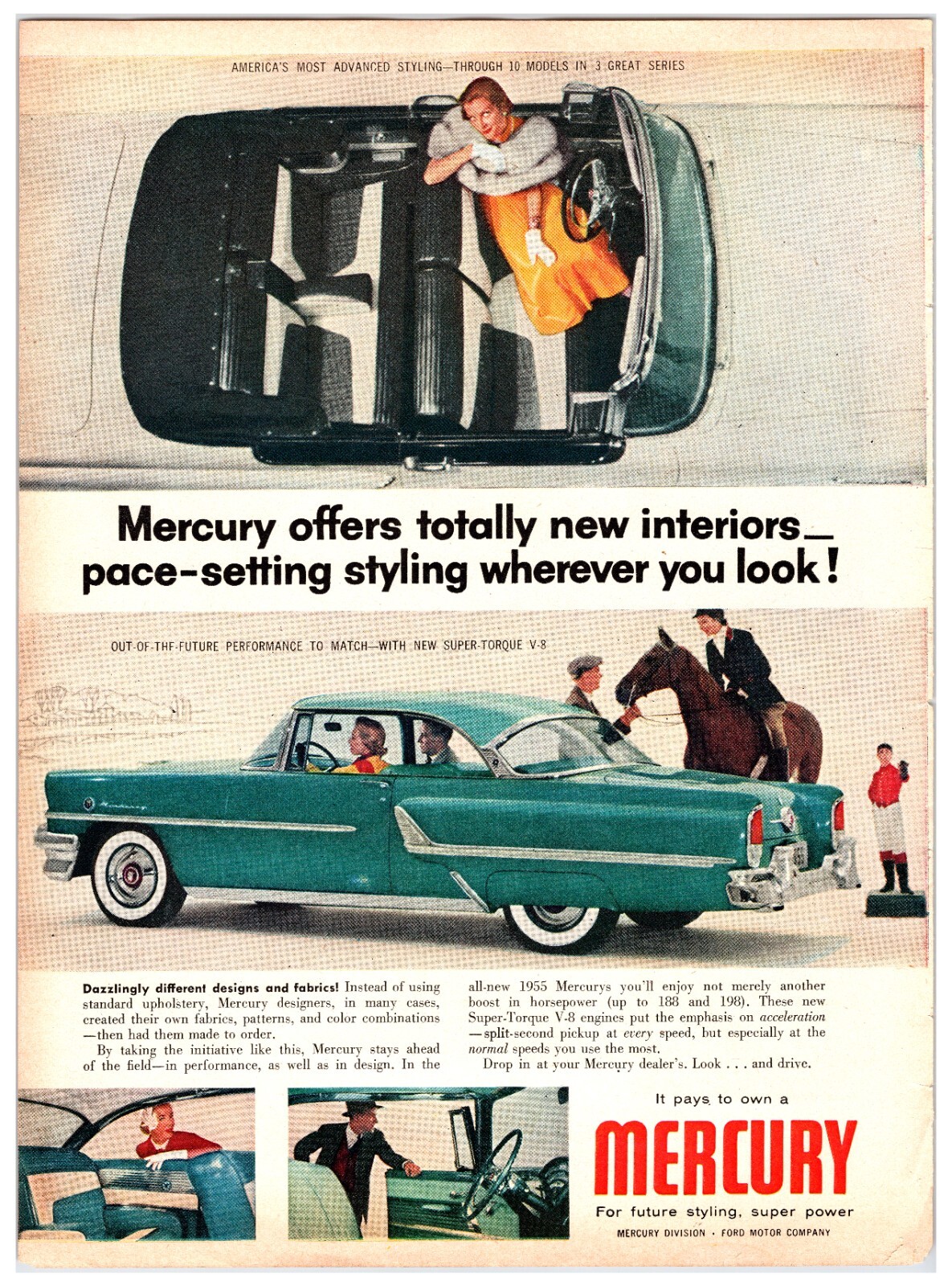 Original 1955 Mercury Cars - Original Print Ad (8x11) Advertisement