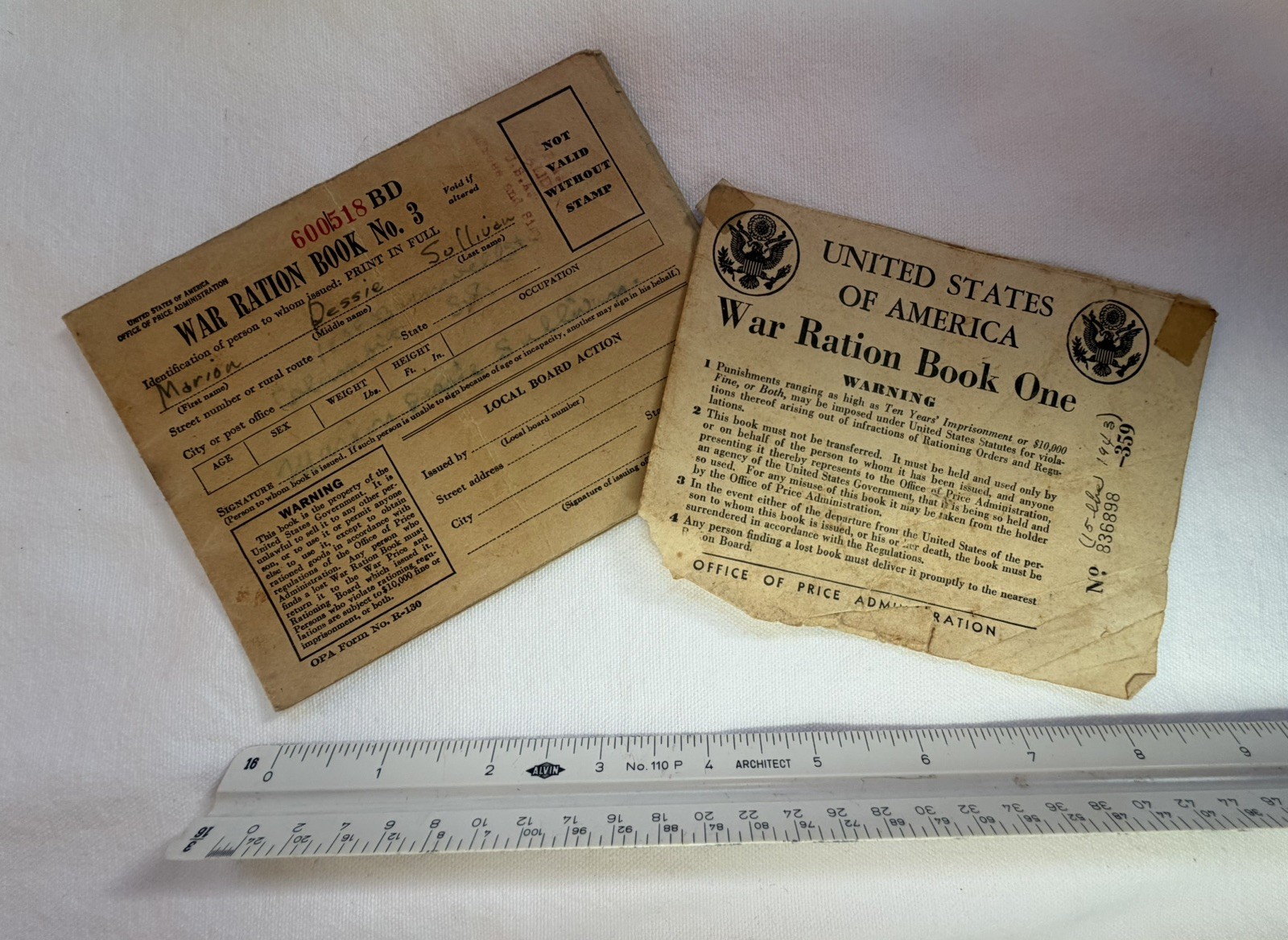 Vintage WW2 War Rations Book No. 3 1943  with Stamps