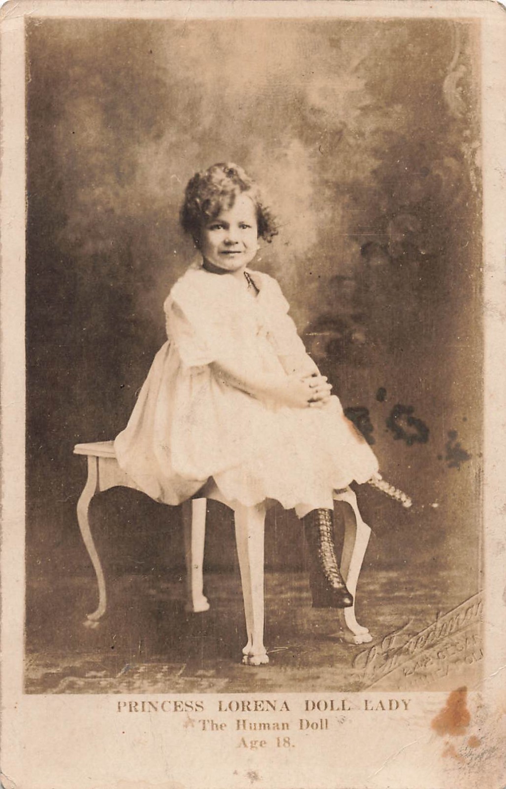 LP59 Princess Lorena Doll Lady Side Show Midget Little People RPPC Postcard