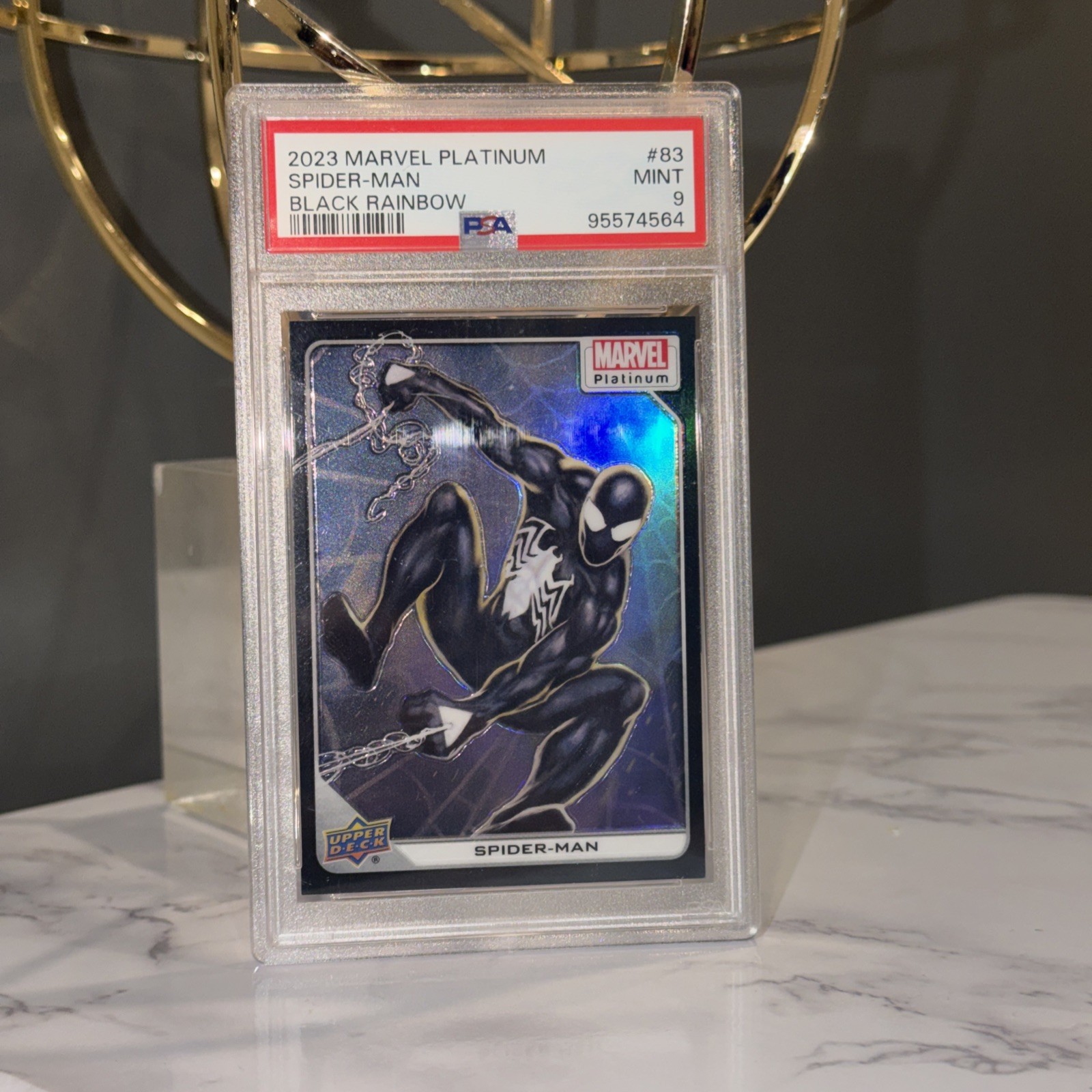 2023 Upper Deck Marvel Platinum BLACK Rainbow Spider-Man #83 PSA 9