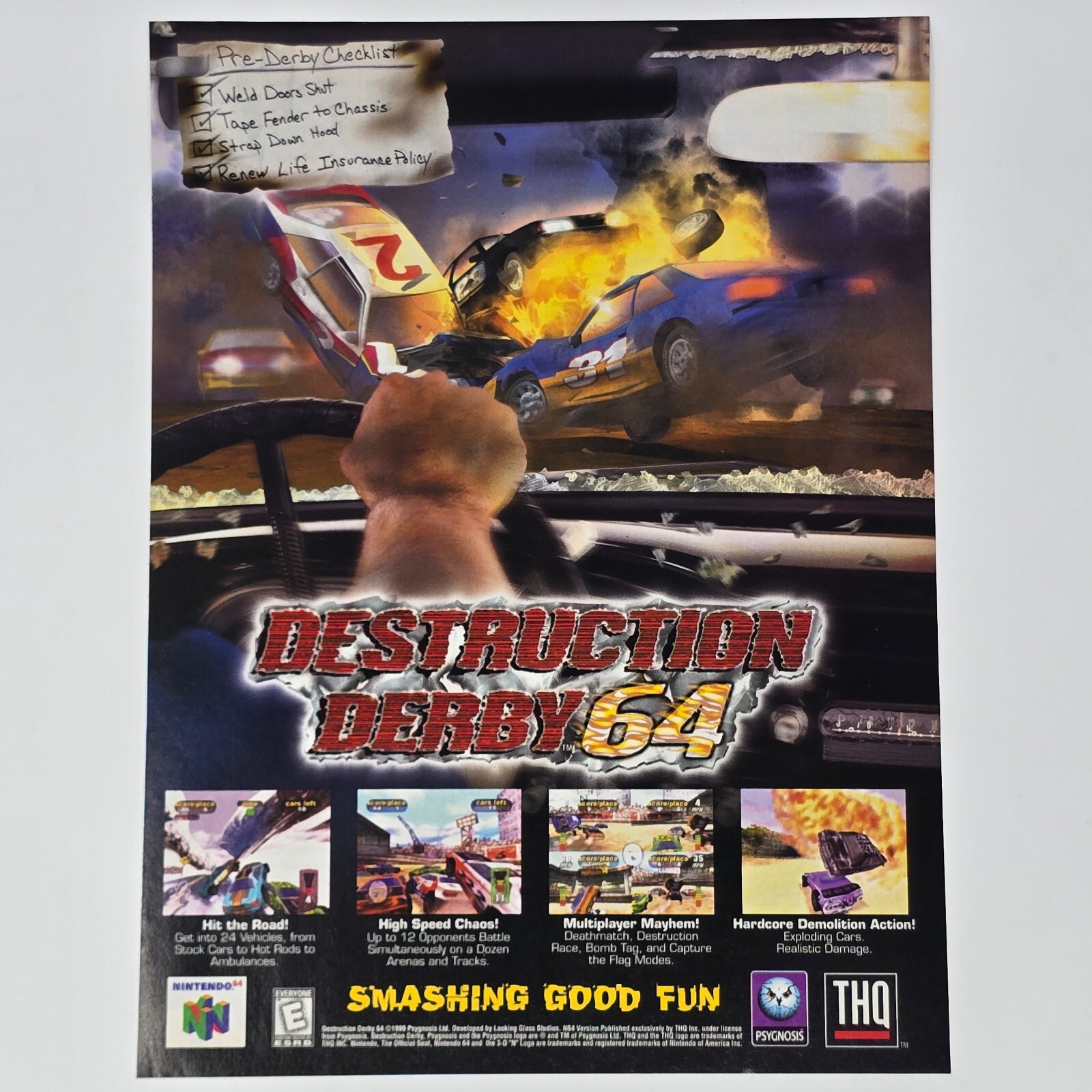 Destruction Derby 64 Nintendo 64 N64 Checklist Print Ad/Poster Promo Art
