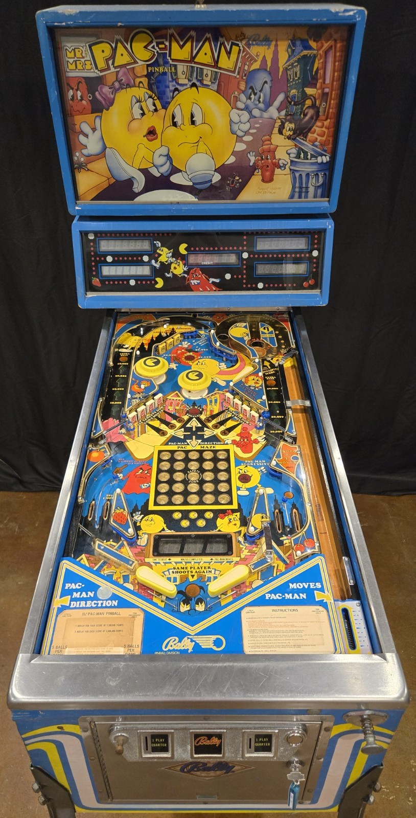 Refurbished Mr. & Mrs. Pac-Man Pinball Machine (Bally) 1982