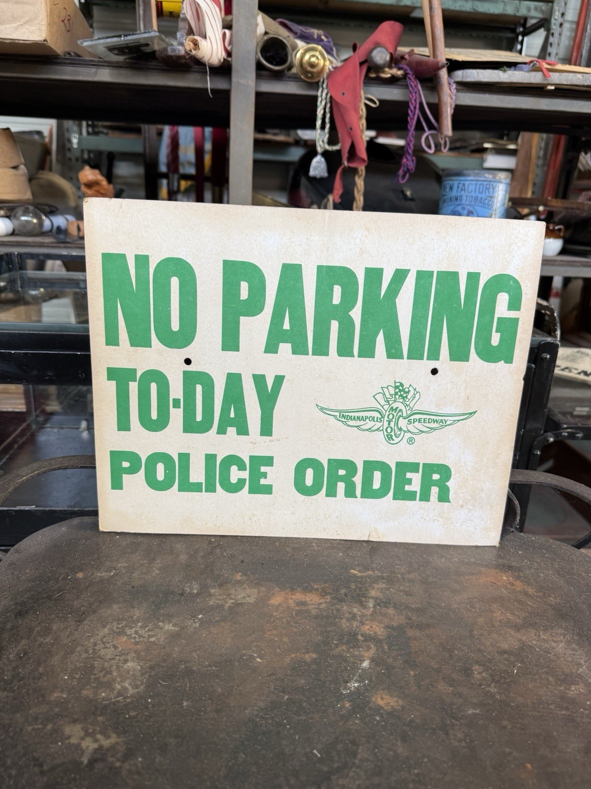 1960s Indianapolis IN Indy 500 No Parking Sign Racing Advertising Vintage