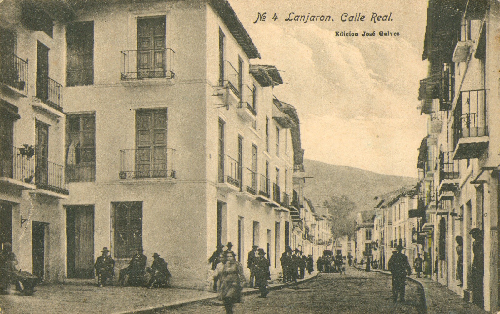 Granada, Spain Postcard, La Lanjaron Calle Real RPPC Antique c1920 Real Photo. N