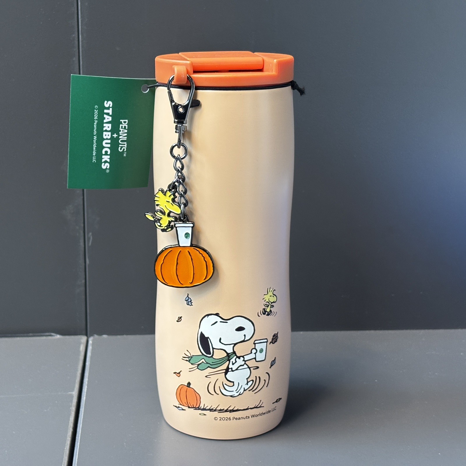 Limited Edition Starbucks Peanuts Snoopy Tumbler w/ Woodstock/Pumpkin Charm 2026