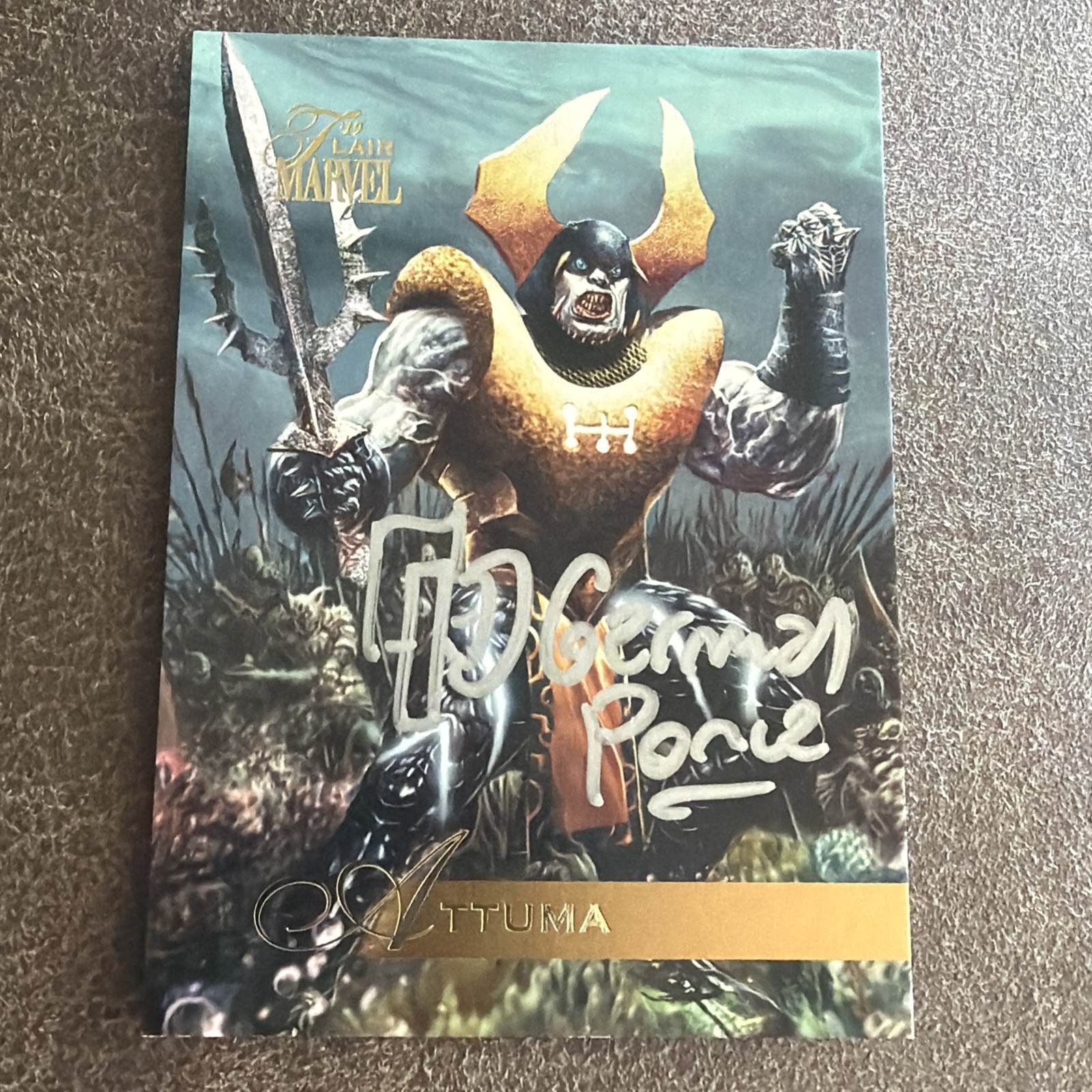 2019 Flair Marvel Base /30 by German Ponce Attuma #4 Auto 4et