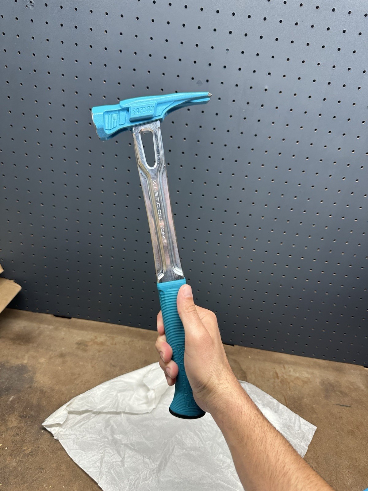 Kinetic Customs 16” Aluminum Raptor Frost-Blue Hammer Smooth - Made in London