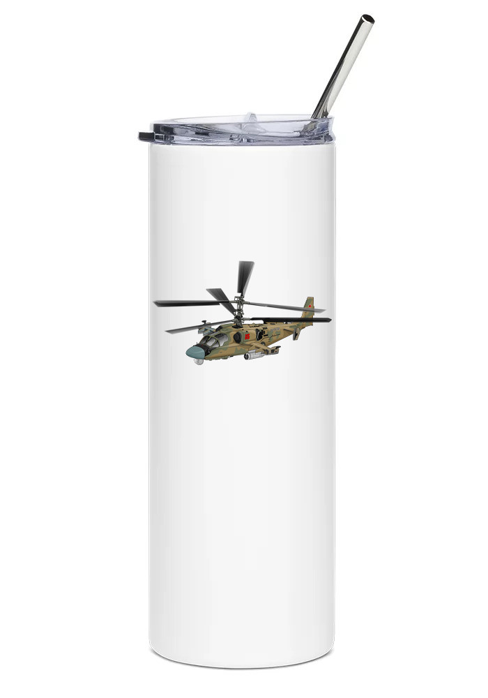 Kamov Ka-52 Alligator Stainless Steel Water Tumbler with straw - 20oz.