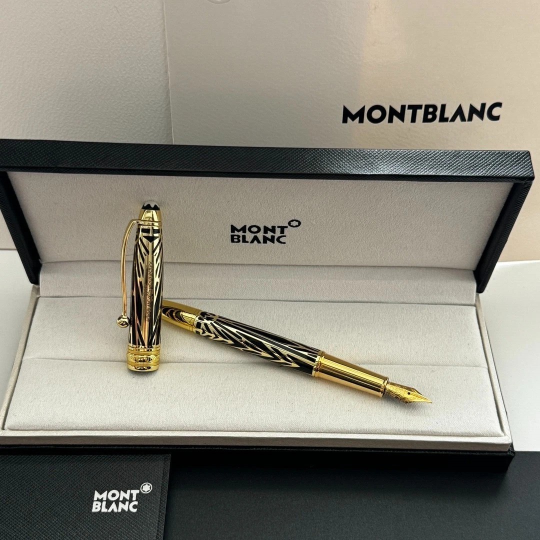 Mont.blanc Black Gold Luxury Fountain Pen Executive Gift with Box