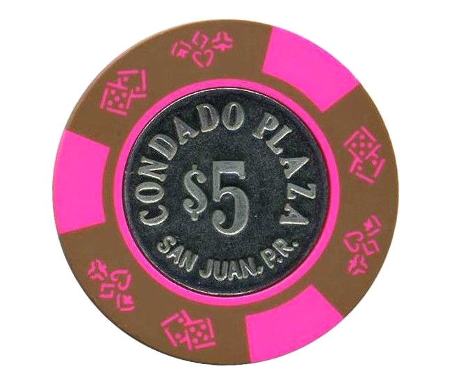 $5 CONDADO PLAZA Hotel BROWN PINK Coin Casino Chip SAN JUAN Puerto Rico BudJones