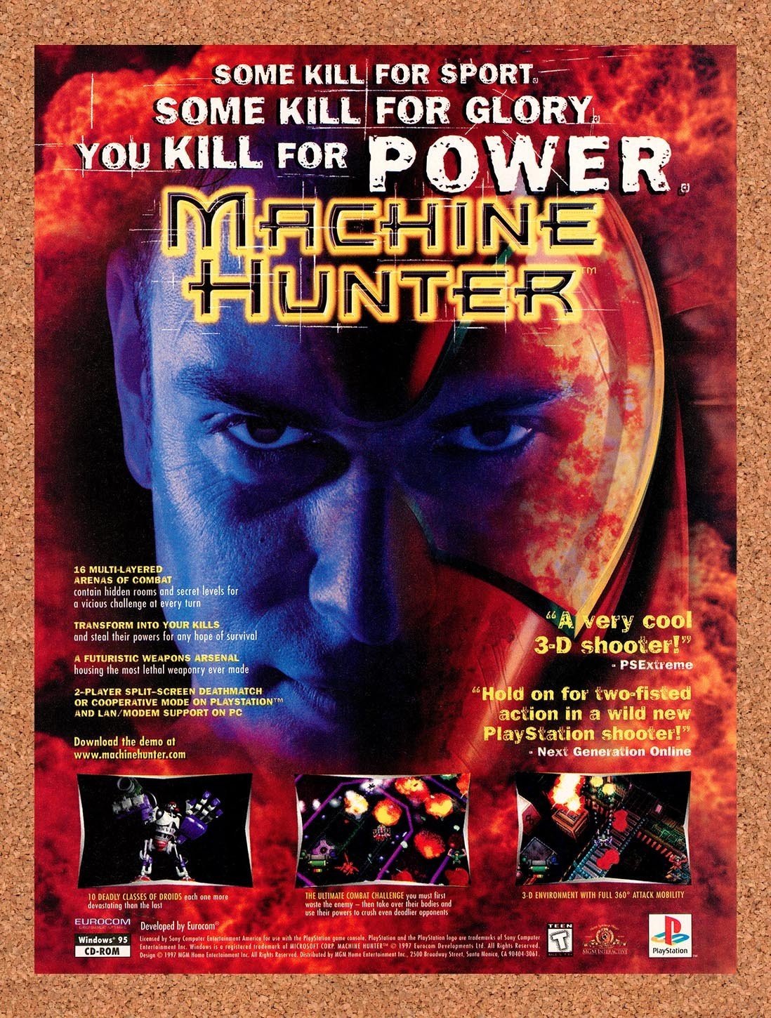 1997 Machine Hunter PS1 Original Advertisement / Retro Promo v2