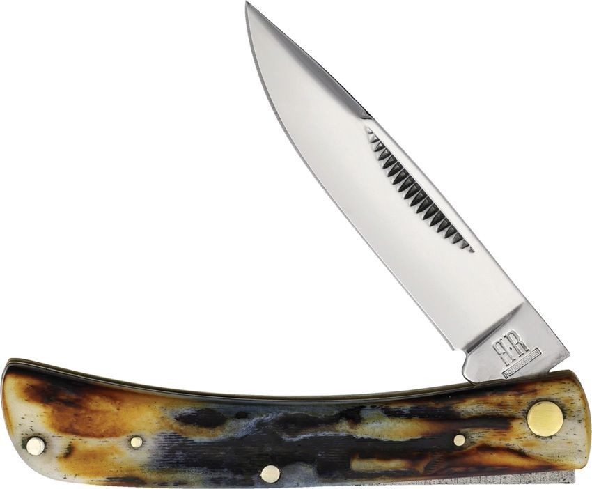 Rough Rider Brown Cinnamon Stag Bone Sod Buster Folding Pocket Knife Jr RR2769