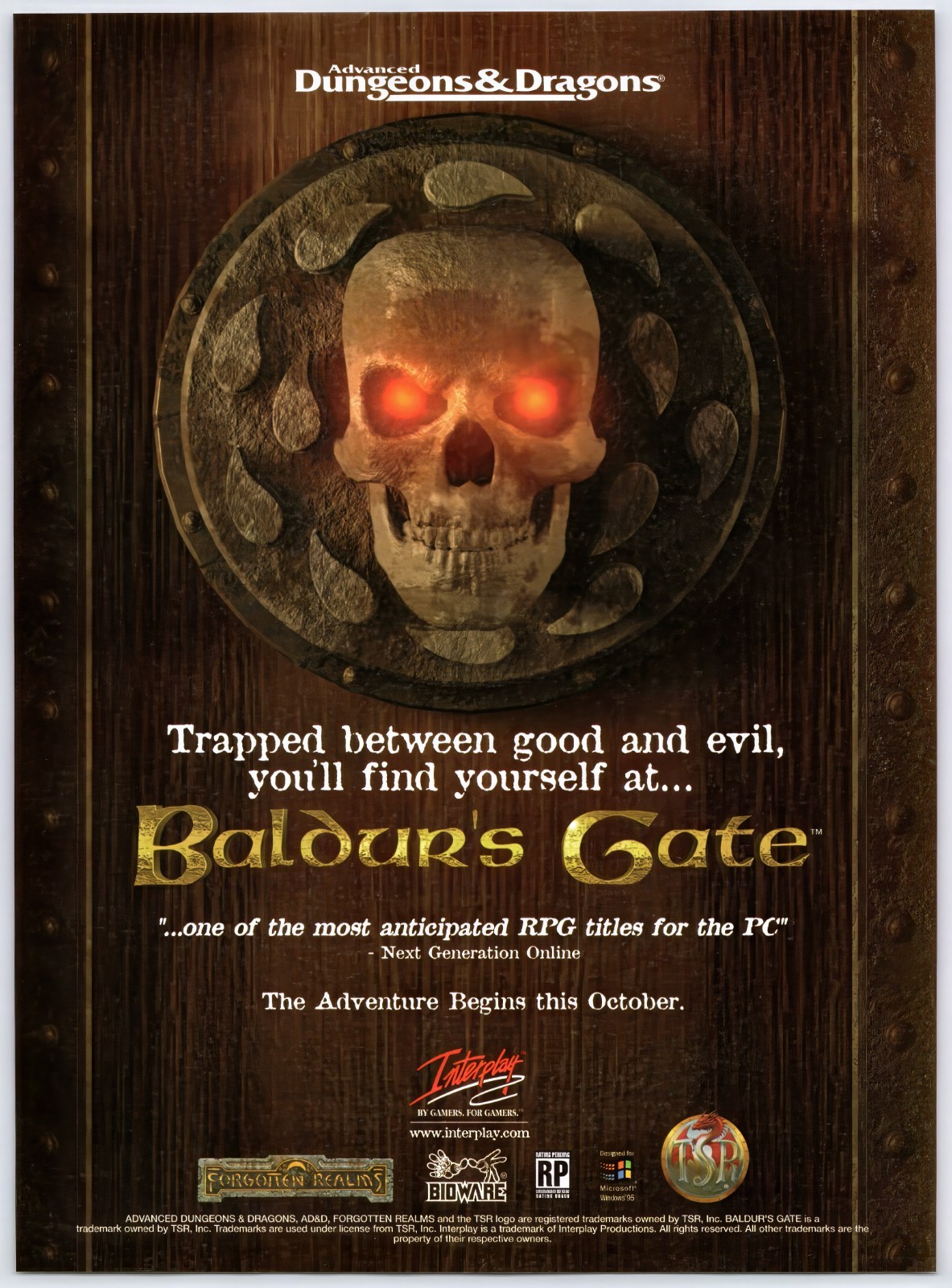 Baldur's Gate - PC RPG Bioware - Vintage Original Print Ad/Poster Promo Art 1997