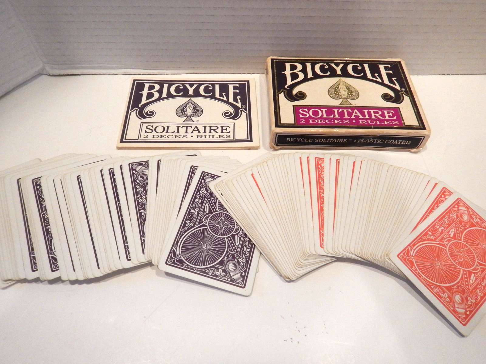 Bicycle Solitaire Two Deck Set of Playing Cards High Wheel Back Design COMPLETE