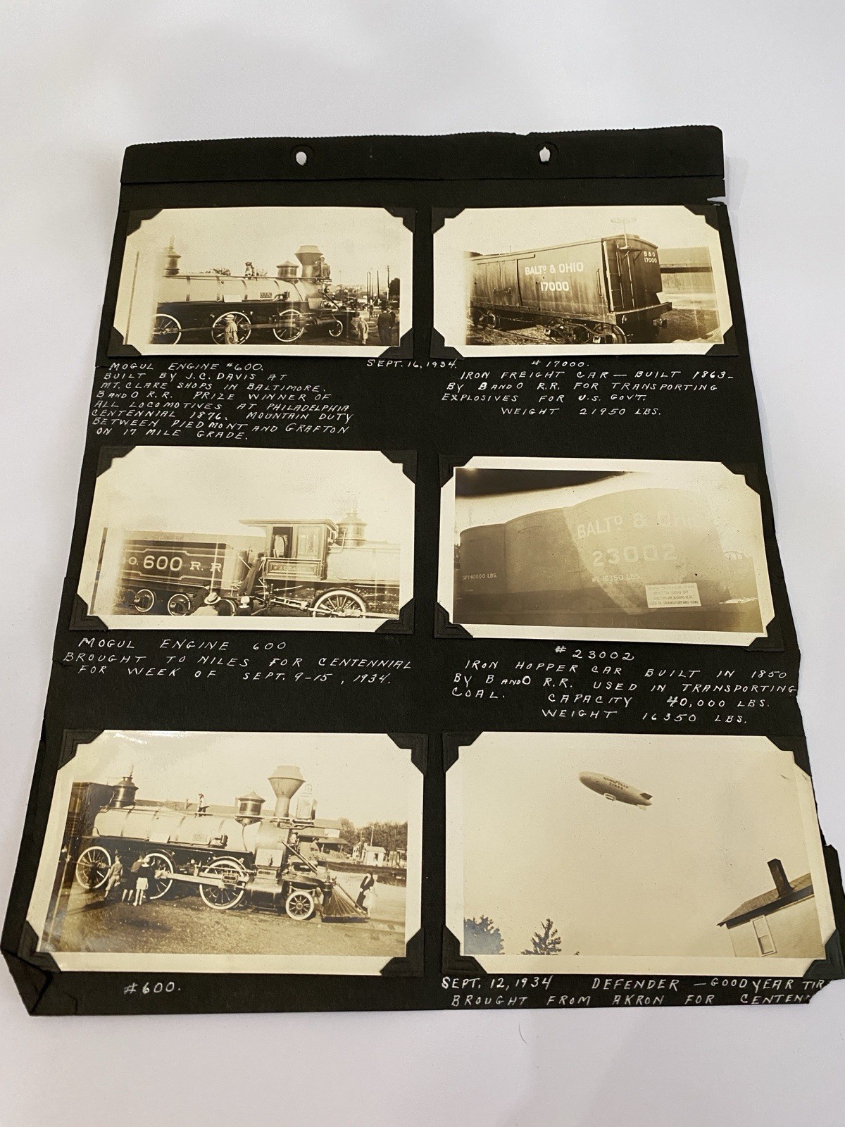 Vintage 1934 Photos Rare Original Railroad Trains Goodyear Blimp Ohio