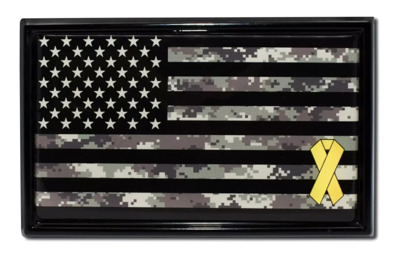 camo flag usa flag support our troops chrome auto emblem