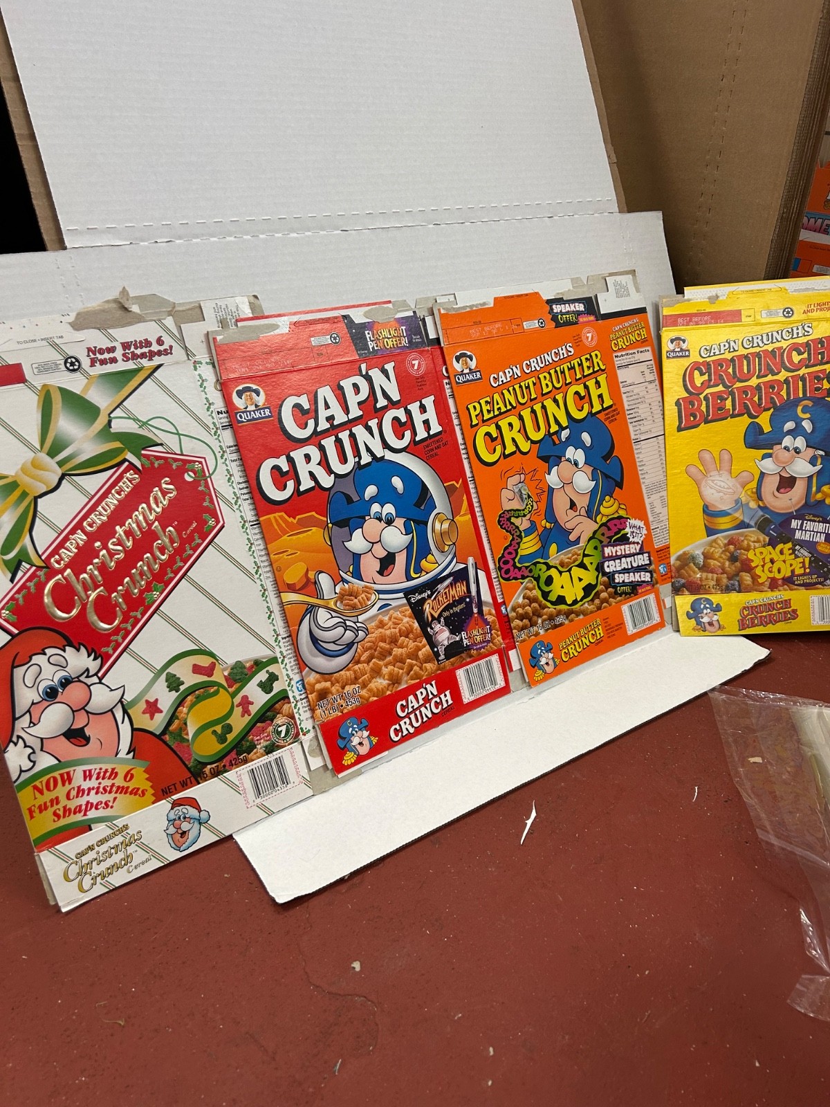 96/97/98 Cap'N Crunch Christmas, Rocketman, Mystery Creature , Space Scope Boxes