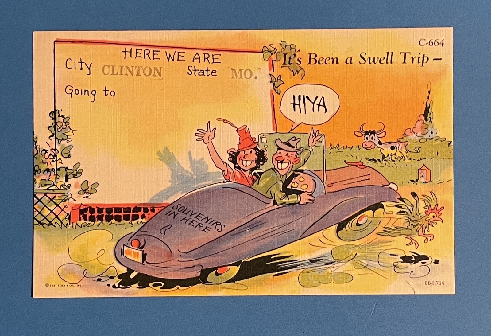 CLINTON Missouri vintage comic postcard travel UNUSED