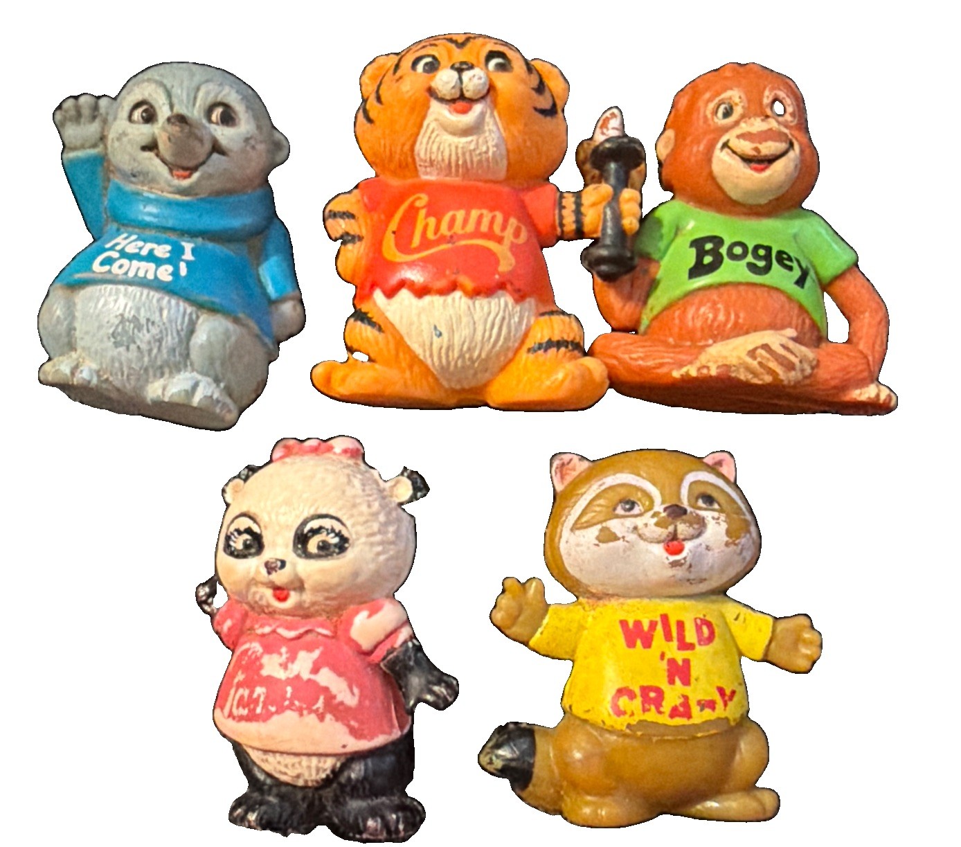 1981 Vintage Hallmark SHIRT TALES Complete Set 5 PVC Figurines 2\