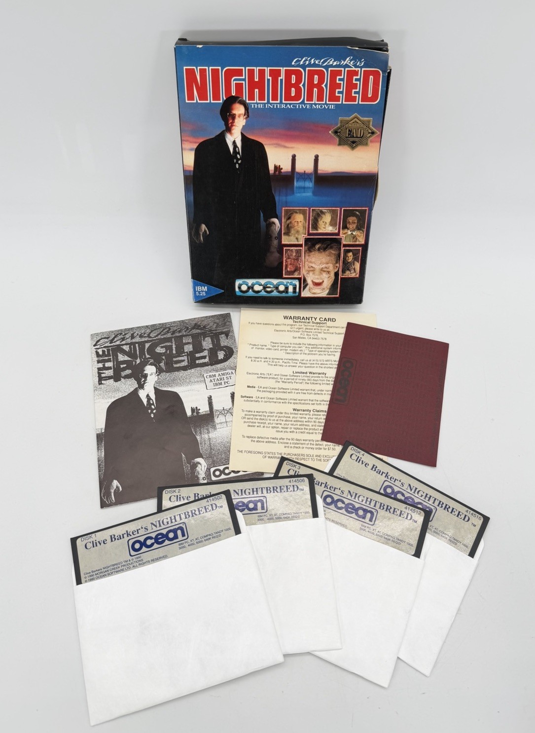Vintage 1990 Ocean Clive Barkers Nightbreed Big Box IBM 5.25 PC Game CIB RARE