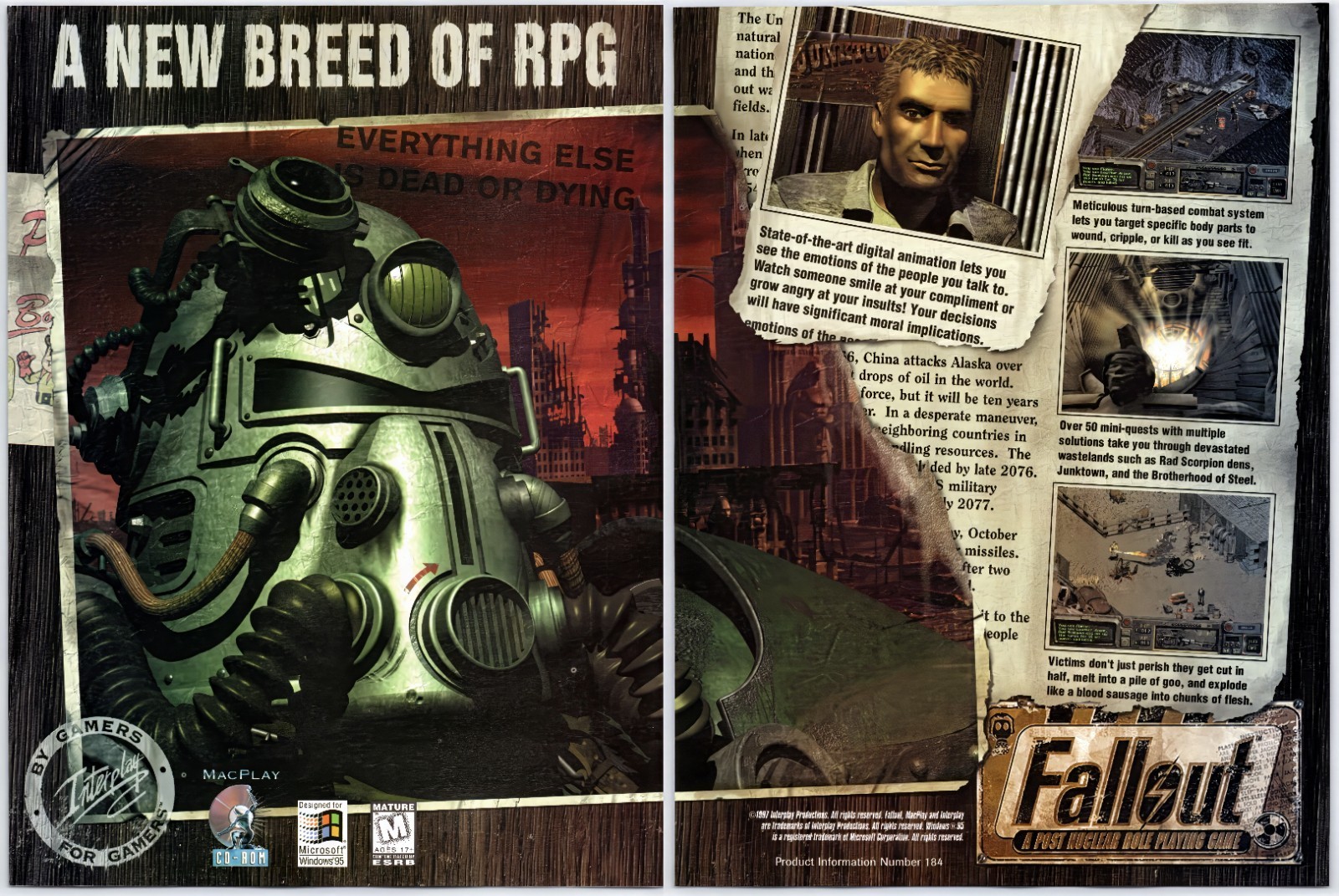 Fallout - PC RPG Game - Original Print Ad/Poster Interplay Promo Art 1997