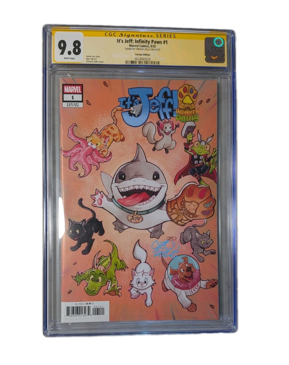 It’s Jeff Infinity Paws #1 CGC 9.8 Signed By Chrissie Zullo Marvel Variant 