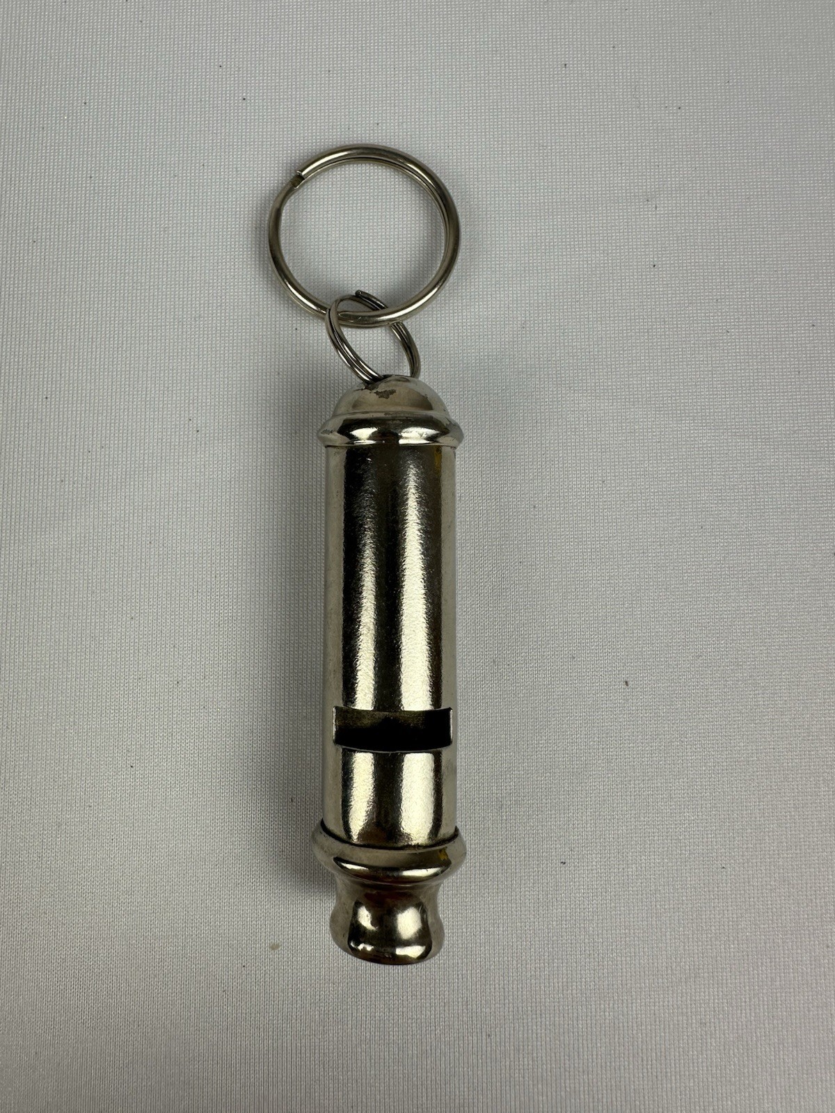 VINTAGE POLICE WHISTLE- CHROME  STEEL - UNMARKED - ABOUT 3 INCHES