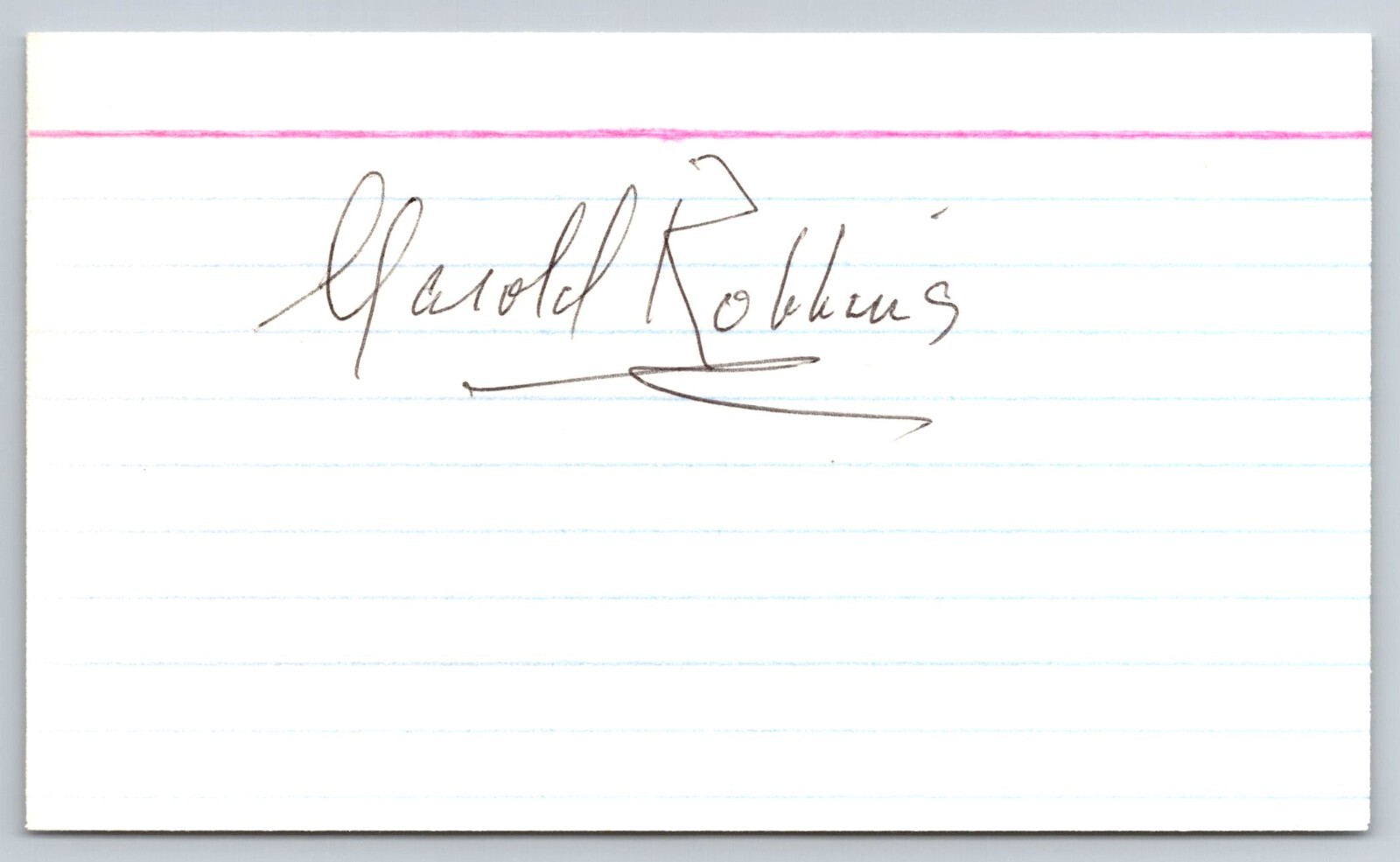 Harold Robbins Hand Signed Index Card - Author