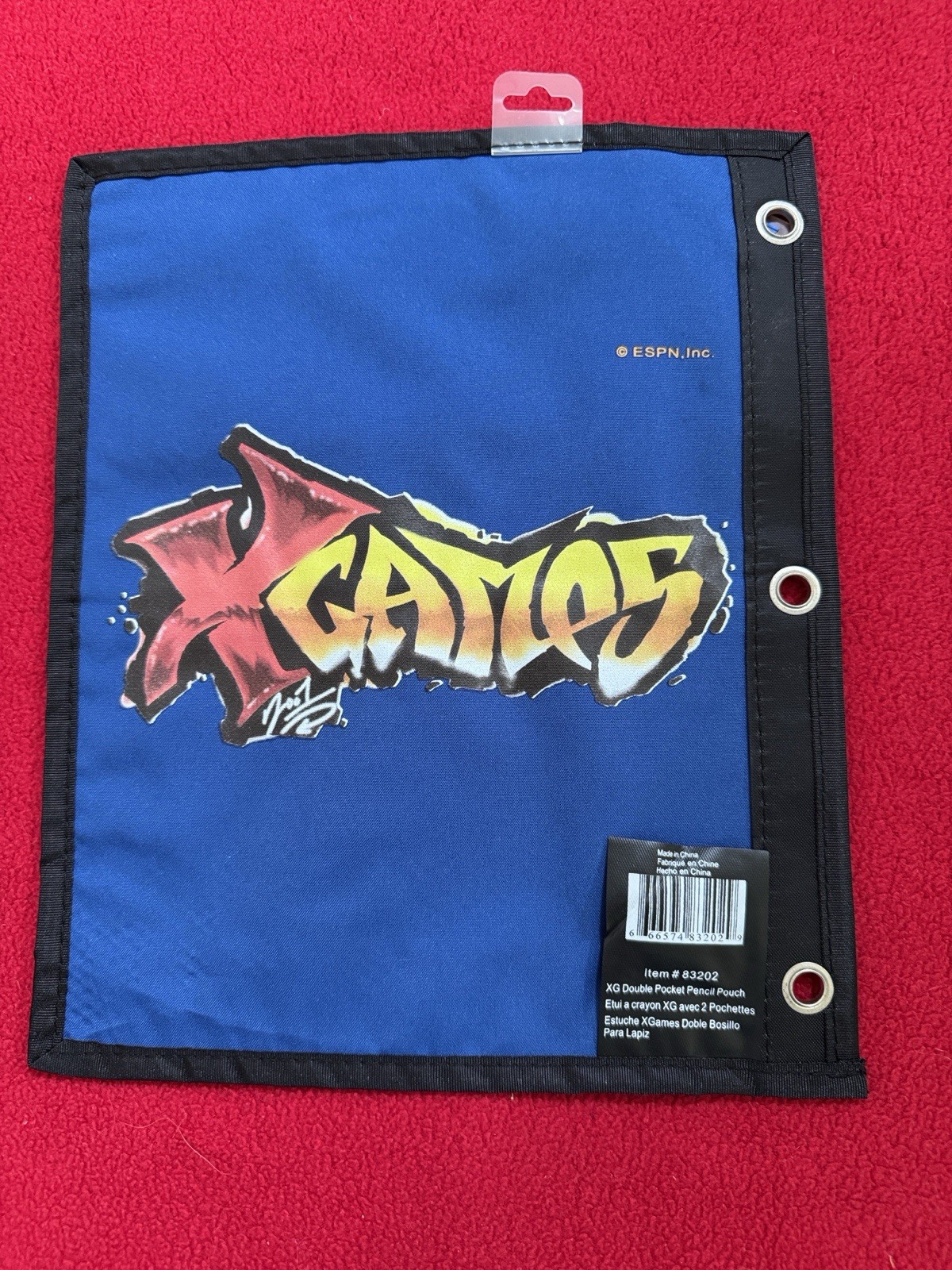 NWT Vintage Y2K ESPN X Games Double Pocket Pencil Pouch Blue Graffiti BTS 83202