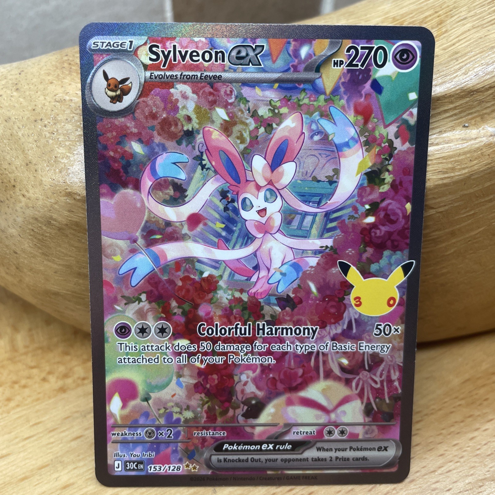 Pokémon TCG Sylveon EX 153/128 Secret Rare Full Art 30th Celebration 🎉