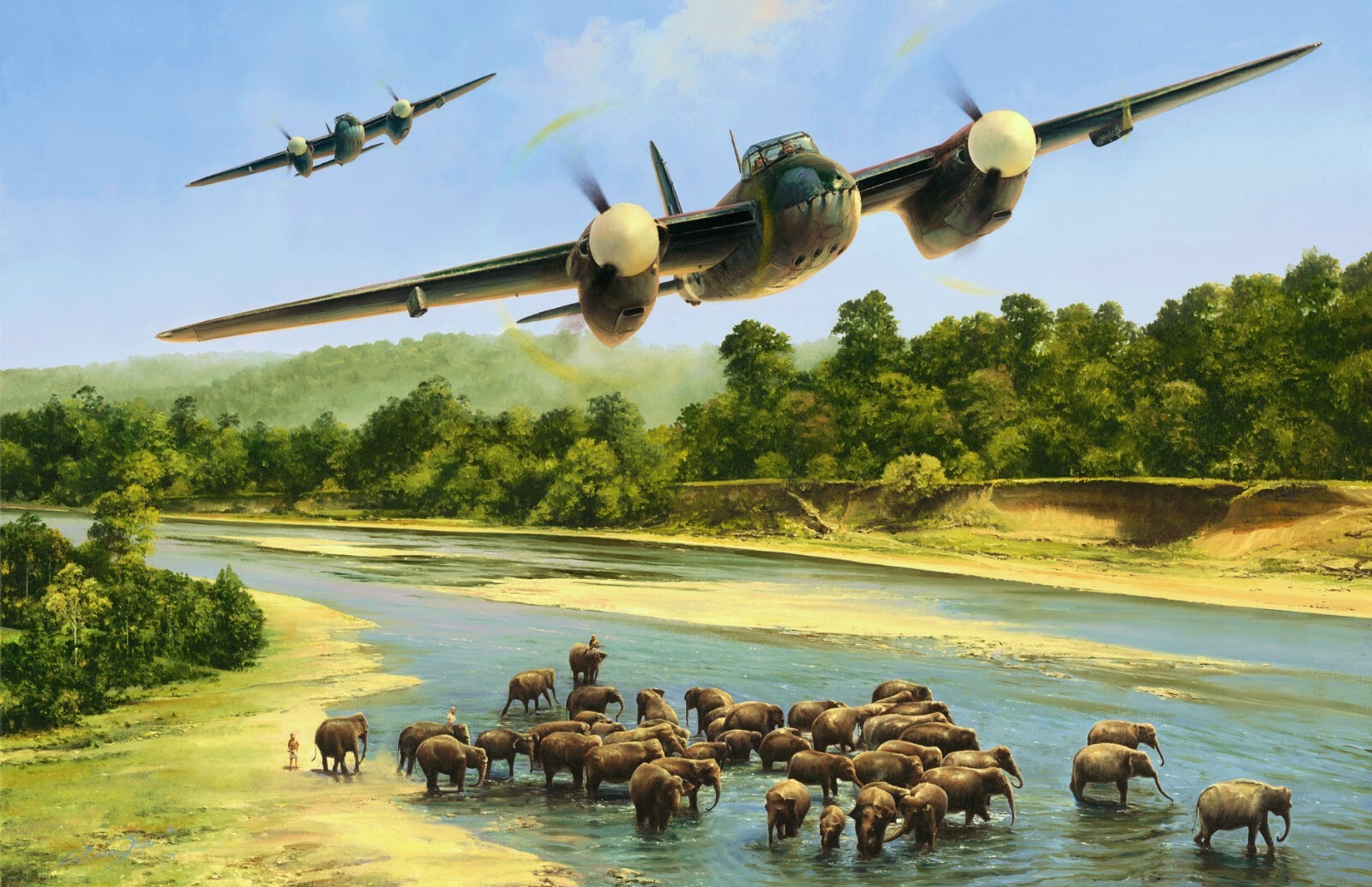 First Strike by Richard Taylor aviation art signed by RAF Mosquito Pilots