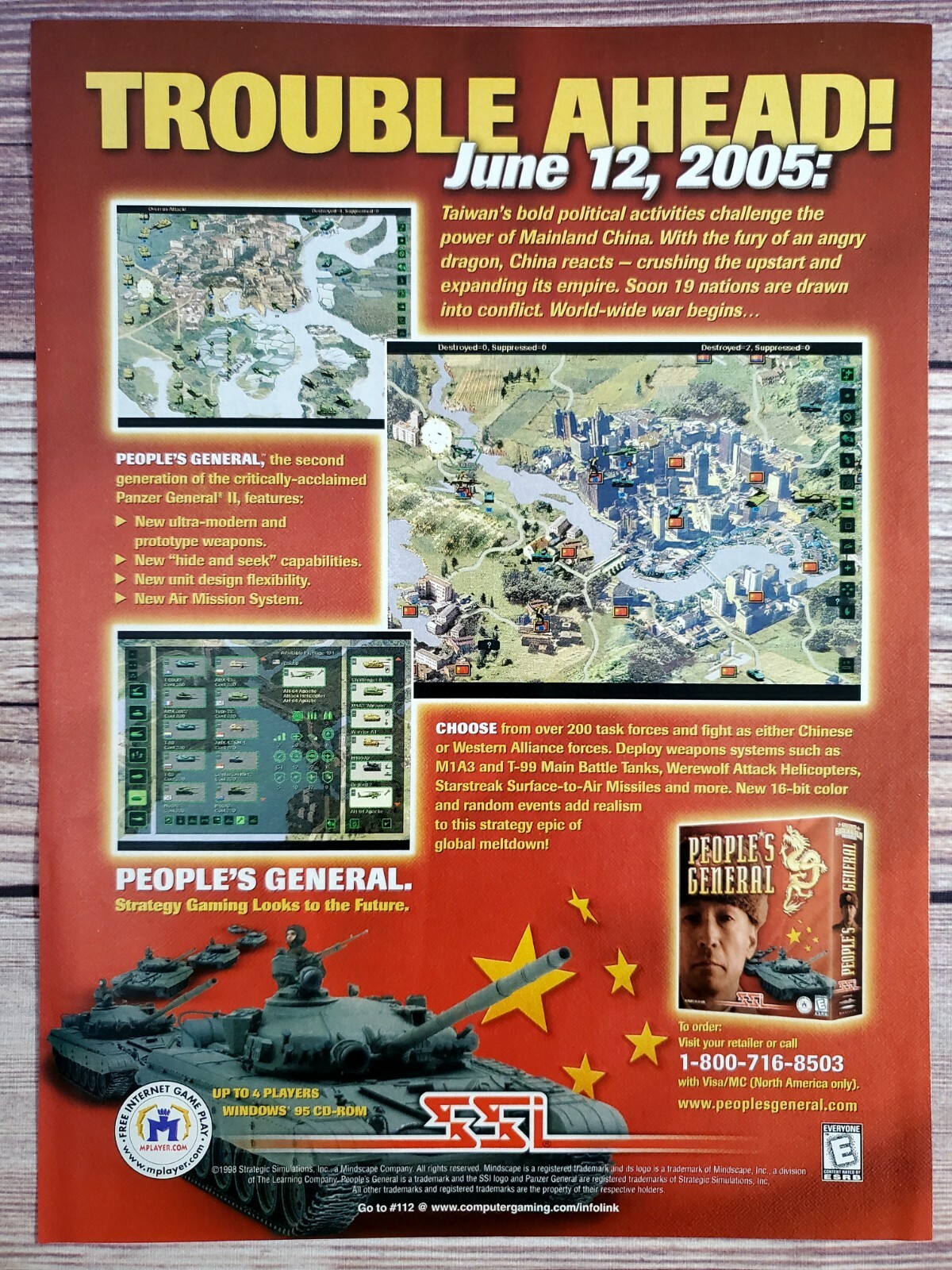 People's General PC 1998 Big Box Game Vintage Promo Ad Art Print Poster