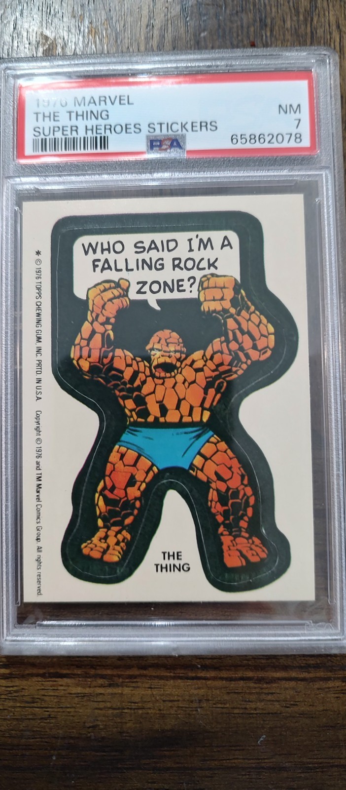 1976 Topps Marvel Super Heroes Stickers The Thing  PSA 7 NM