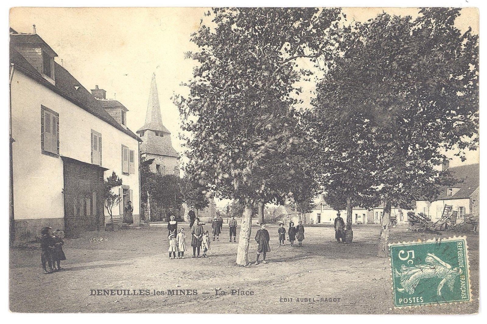 Old postcard 03 - Deneuilles les Mines (Allier) - La Place - Animée - Uncommon