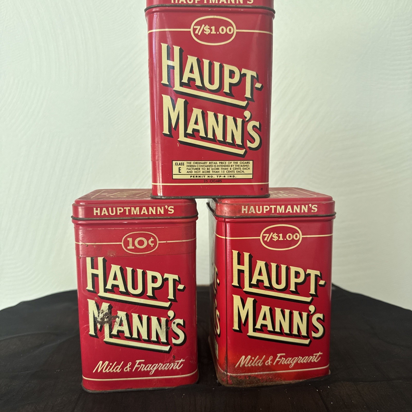 Vintage Haupt - Mann's 2/25 Cent Cigar Mild & Fragrant Red Tin 