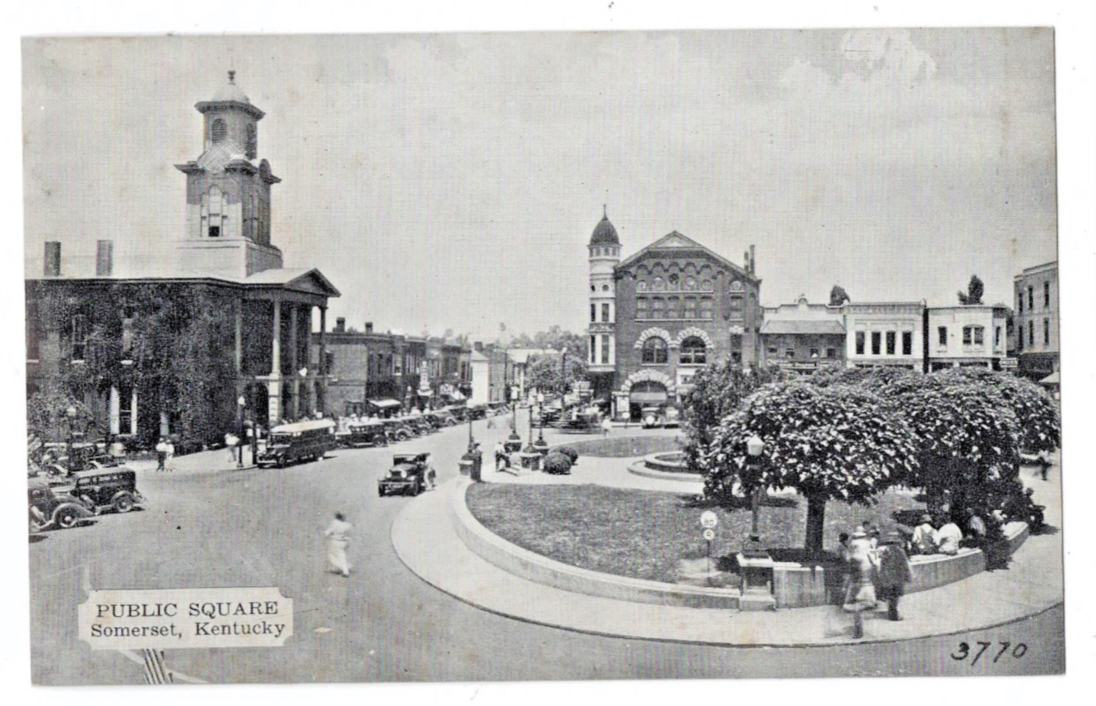 1920s~SOMERSET, Pulaski County, KY, Kentucky~PUBLIC SQUARE B&W POSTCARD