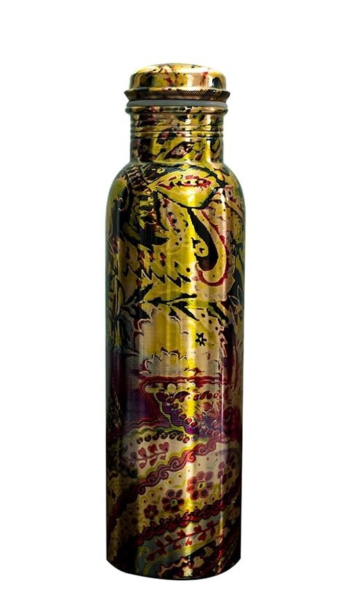 Copper Water Bottle  1L\/34 Oz Stay Hydrated and Health Benefits (Light Green)