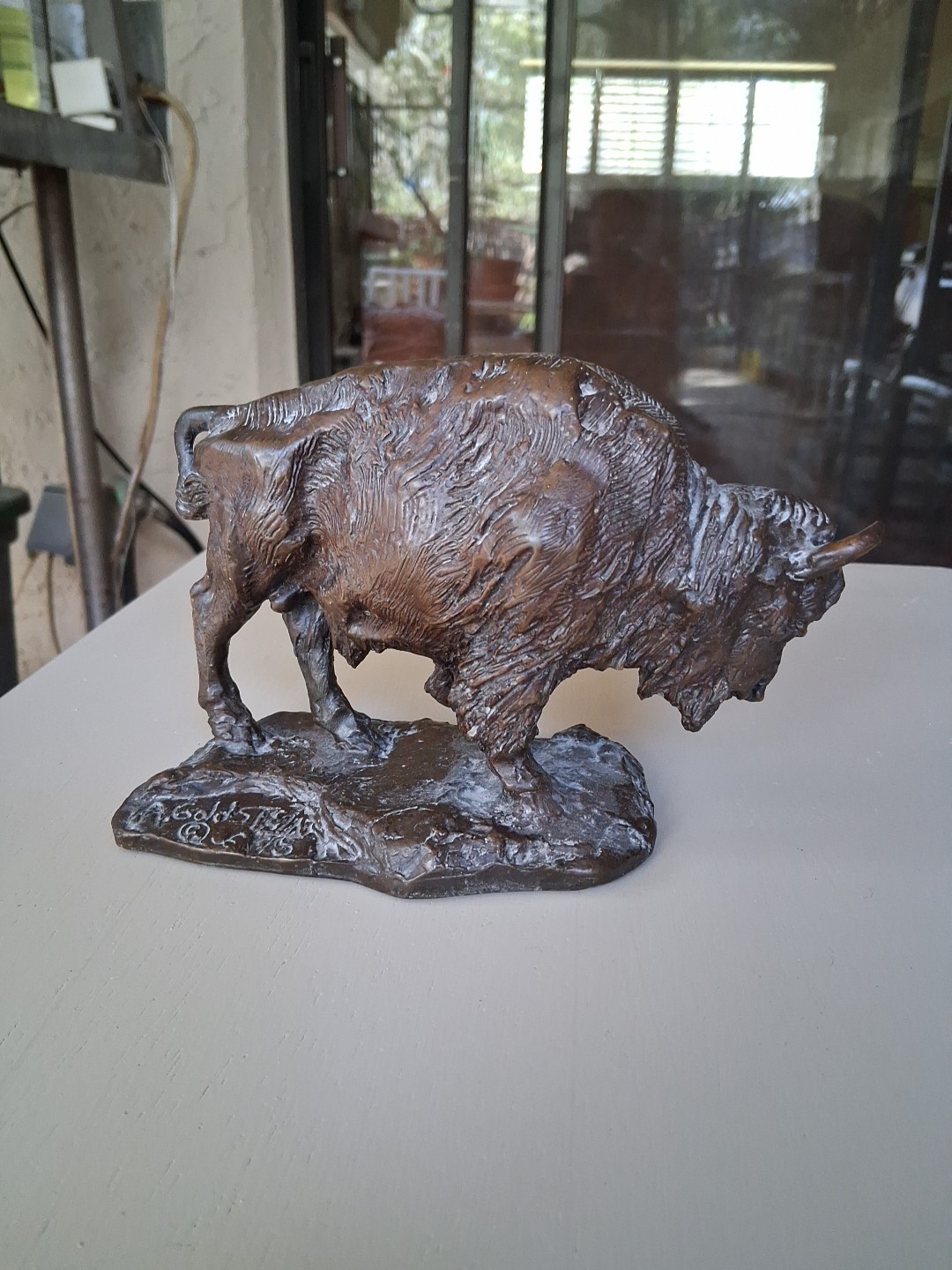 VINTAGE ARNOLD GOLDSTEIN- BUFFALO- CAST METAL- SIGNATURE INSCRIBED