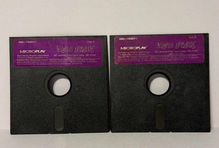 Weird Dreams IBM Microplay software 1988 Vintage Floppy Disks 5.25 2 Disks Only