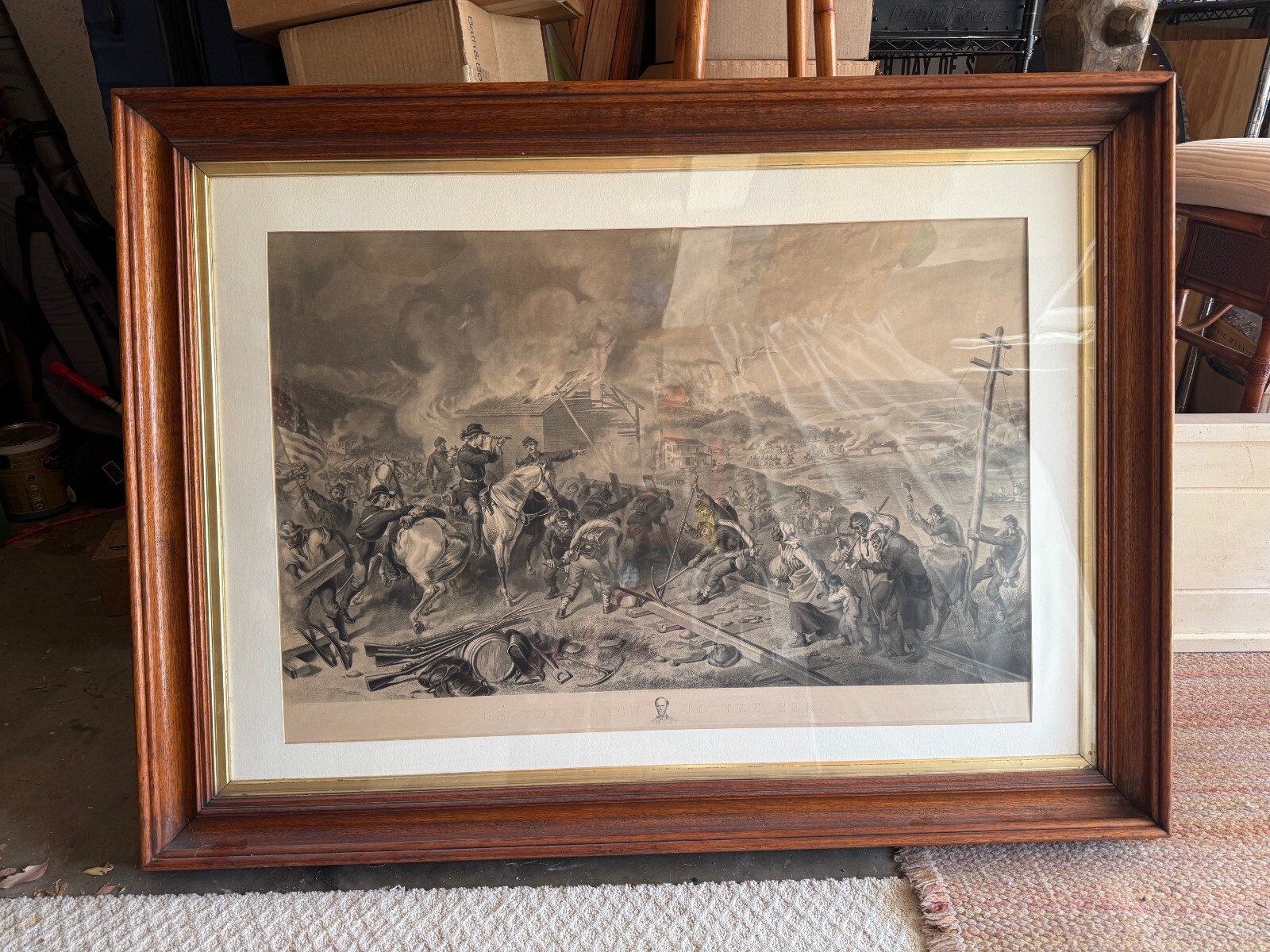 1883 Sherman's March to the Sea Civil War Print J P Fitch Hartford CT Large 55