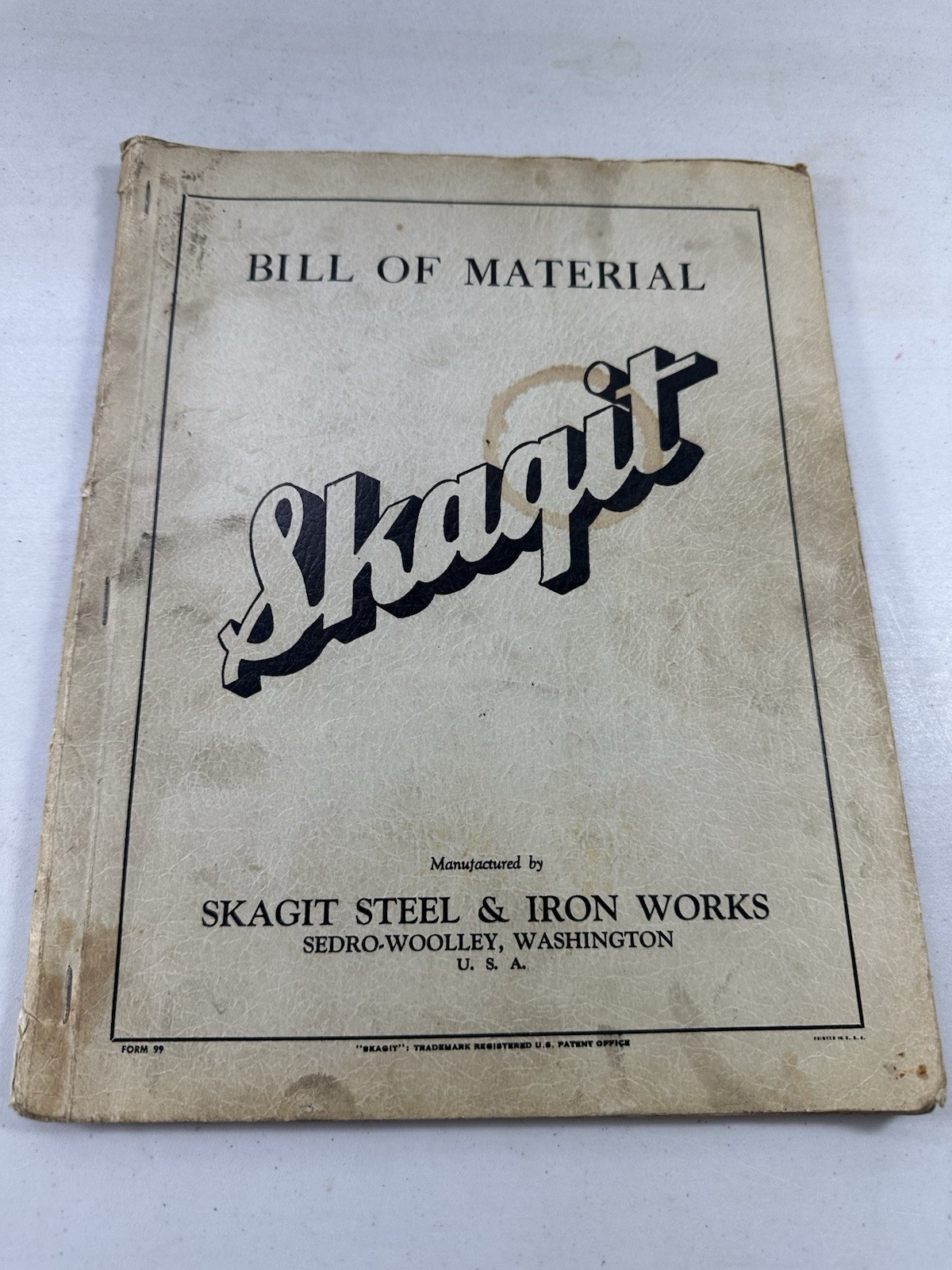 Skagit Steel & Iron Works 1953 Bill of Materia Washington Interstate Tractor
