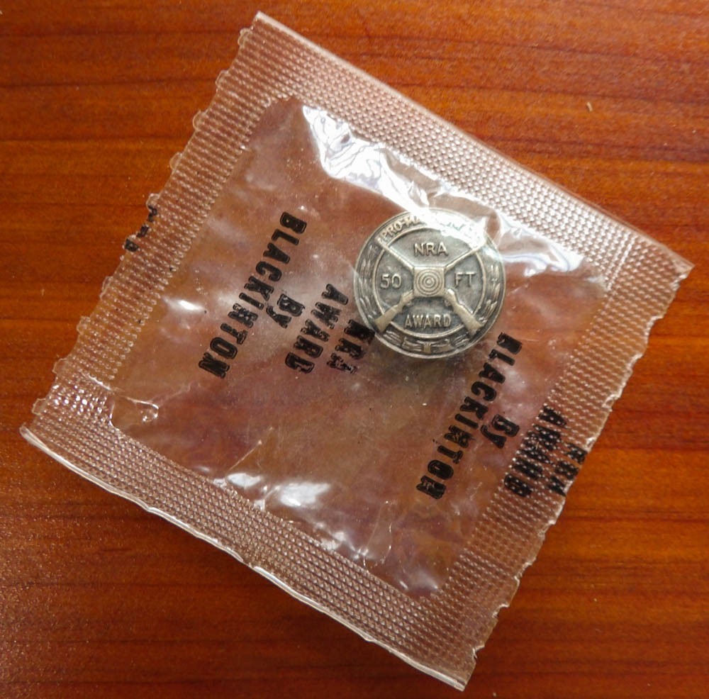 Vintage Blackington NRA Pro-Marksman 50 Feet Award Lapel Pin - In SEALED PKG