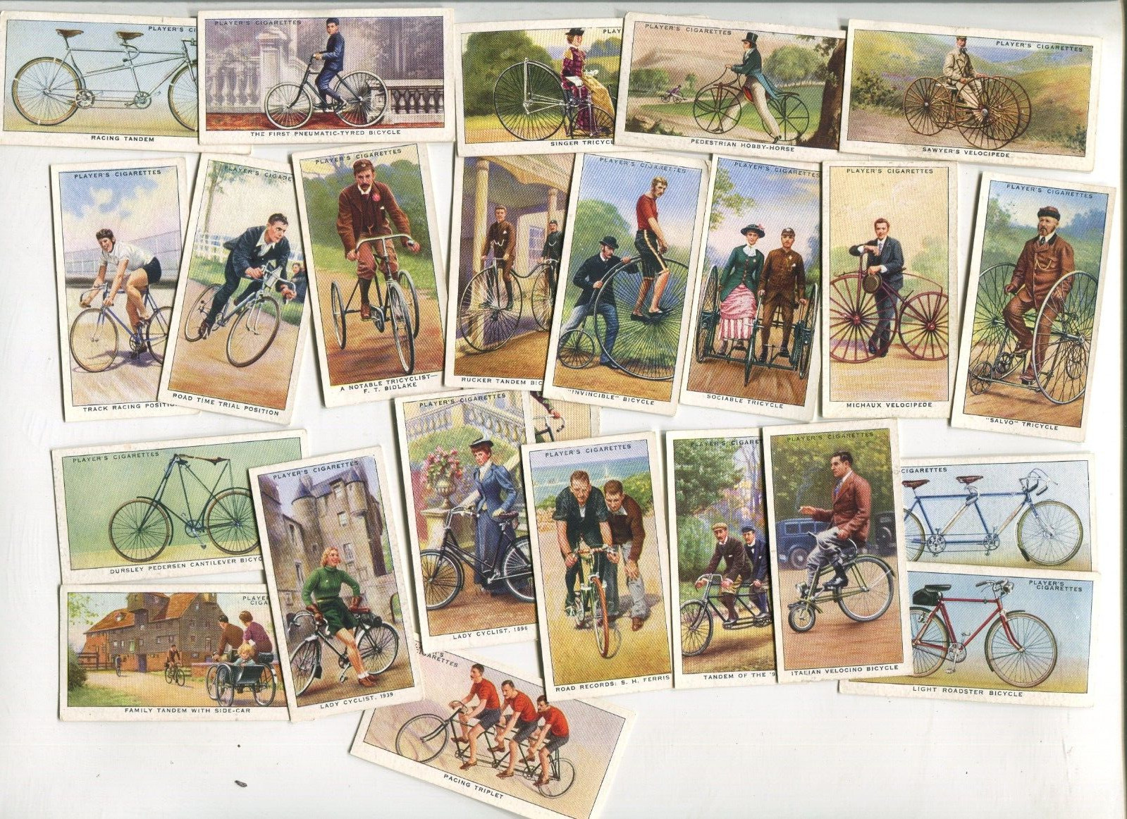 1939 JOHN PLAYER & SONS CYCLING 50 DIFFERENT TOBACCO CARD SET BIKES