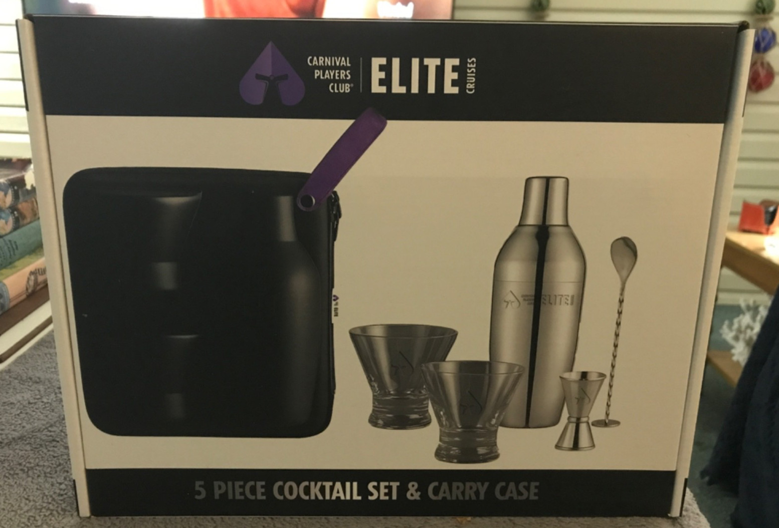 NEW Carnival Cruise Elite Casino Players Club 5 Piece Cocktail Set & Carry Case