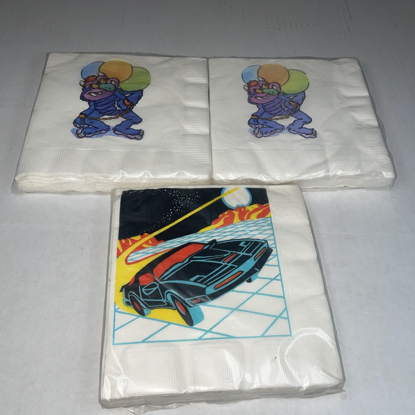 Vintage 1980s Party Napkins Lot - My Pet Monster & Knight Rider KITT