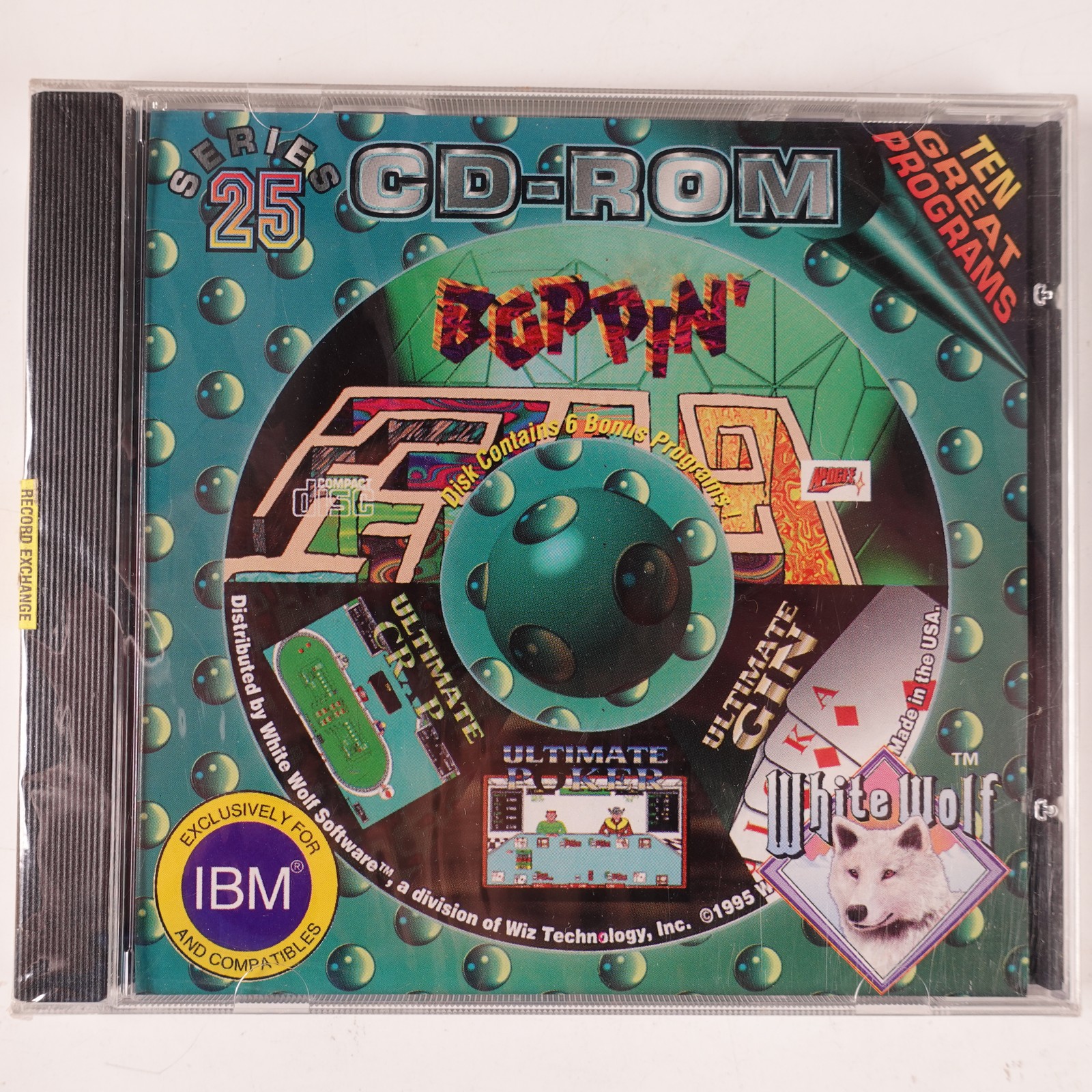 Boppin' CD-ROM IBM PC 1995 White Wolf Software Puzzle Casino Games New