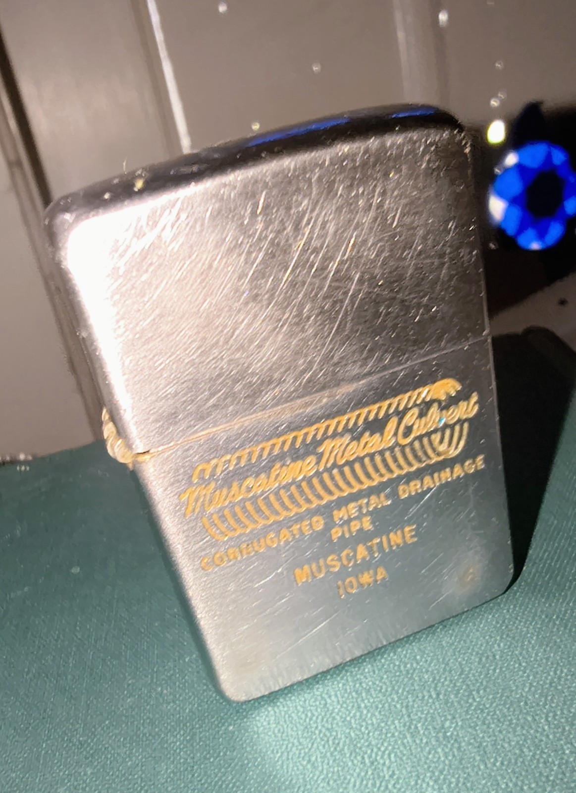 Vintage 1953 1954 Zippo Lighter Muscatine Metal Culvert Iowa Advertising Pat 251