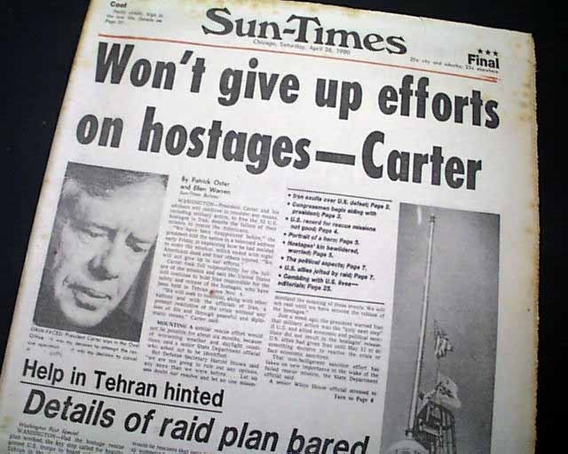 IRAN HOSTAGES CRISIS Operation Eagle Claw Helicopters Disaster 1980 Newspaper