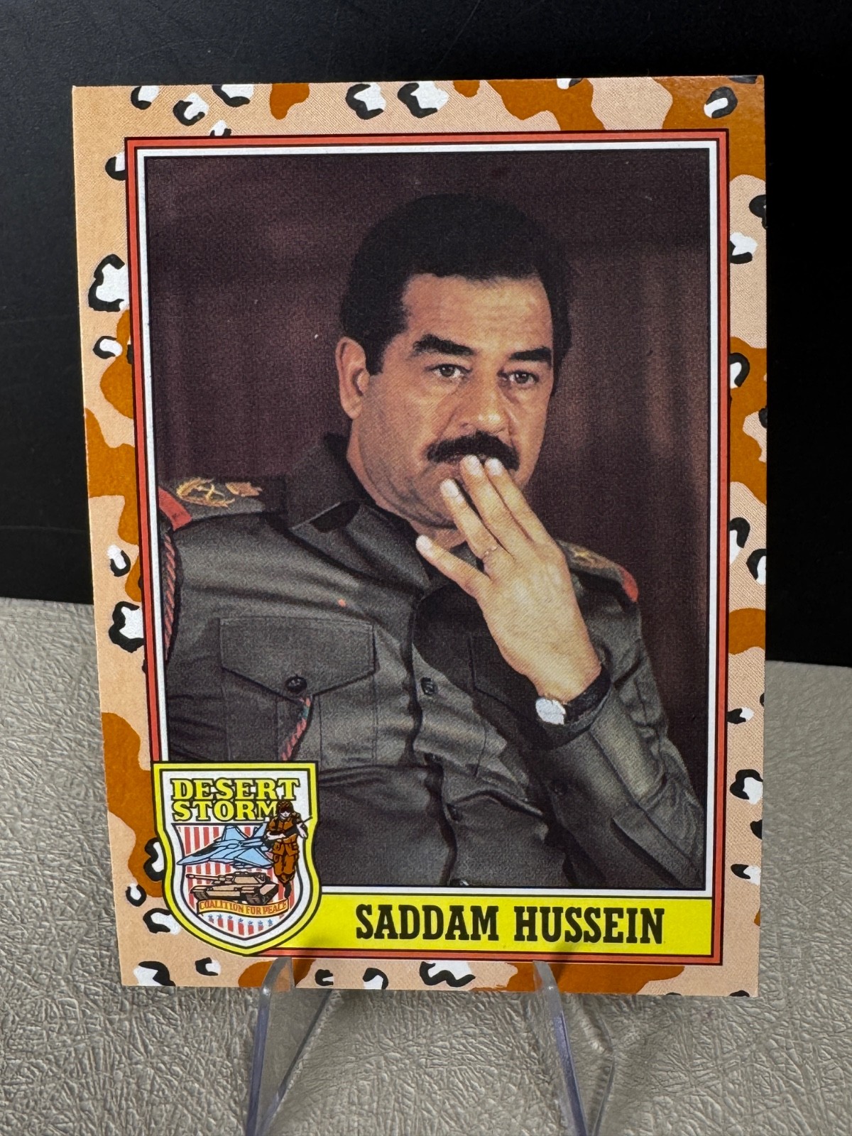 Rare Topps Saddam Hussein Trading Card #189 from 1991 Topps Desert Storm